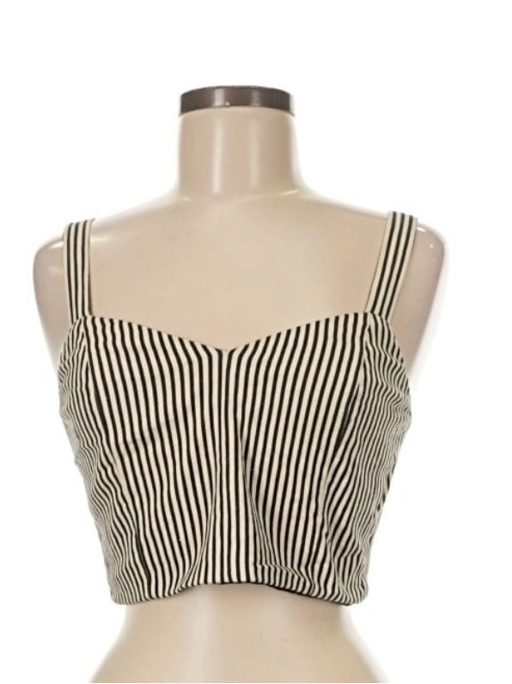 Alice + Olivia Black & White Striped Crop Top